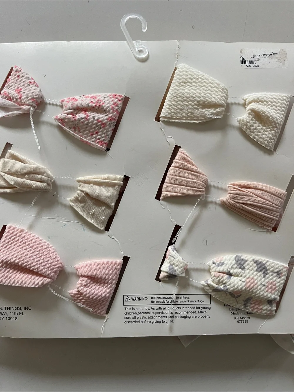 Girls Pink & Cream Bow and Flower Headband Set